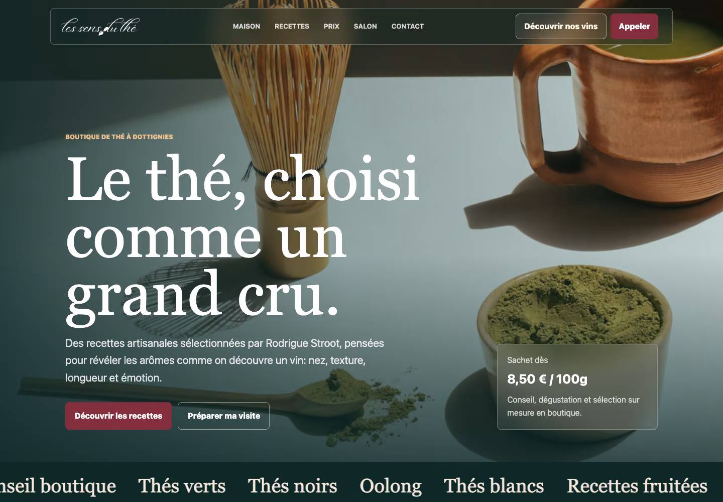 Nouvelle version du site lessensduthe.be réalisée par N WebStudio
